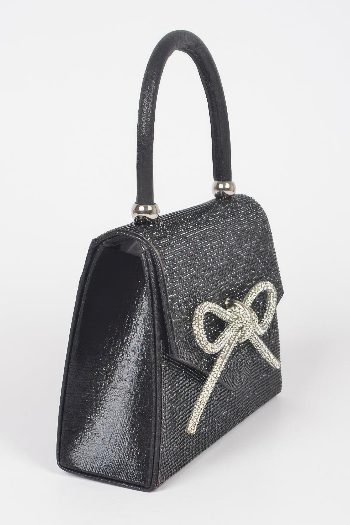 Rhinestone Ribbon Top Handle Bag | Mixtshop LLC