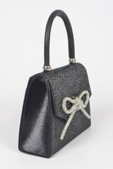 Rhinestone Ribbon Top Handle Bag | Mixtshop LLC