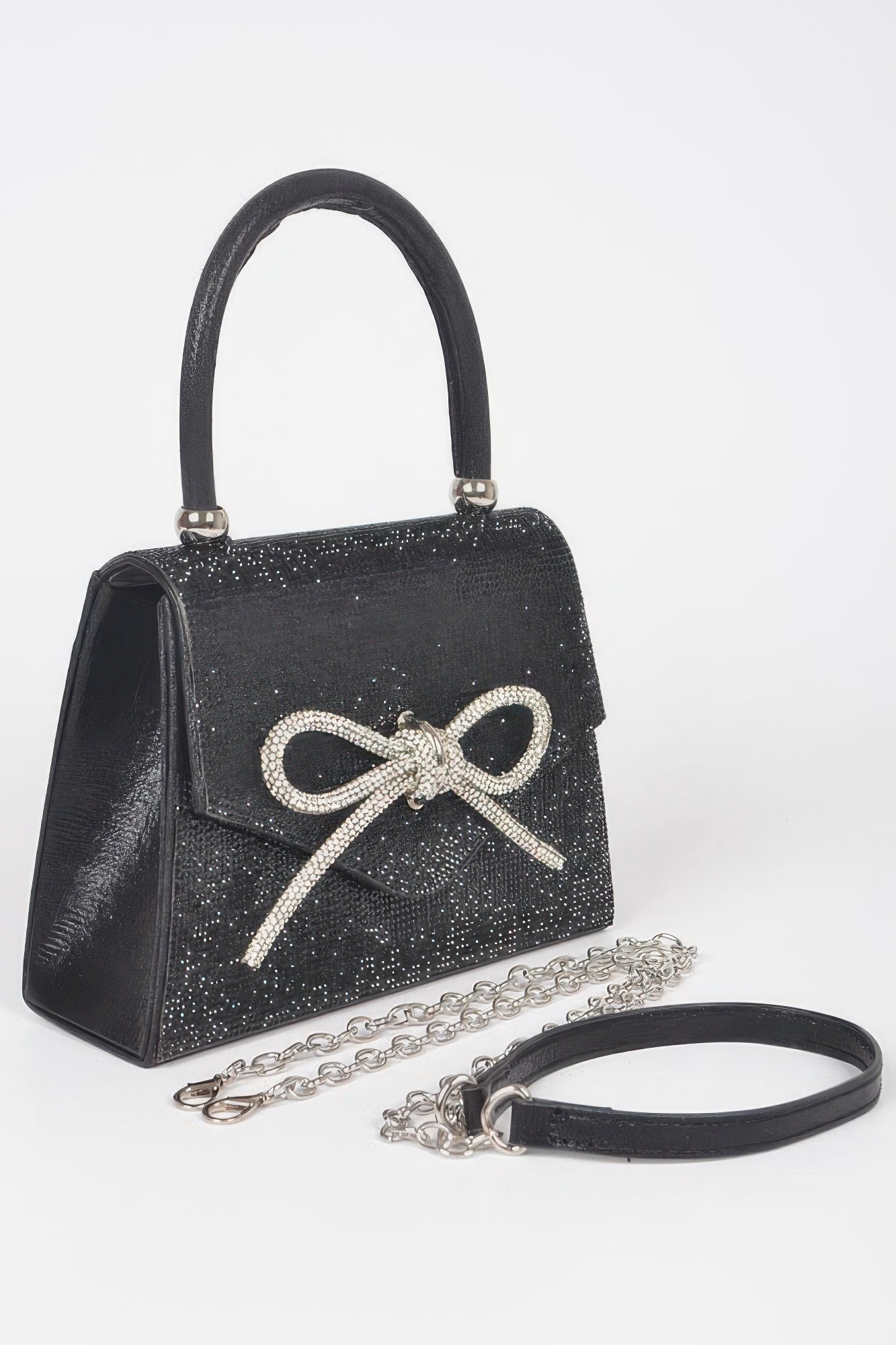 Rhinestone Ribbon Top Handle Bag | Mixtshop LLC