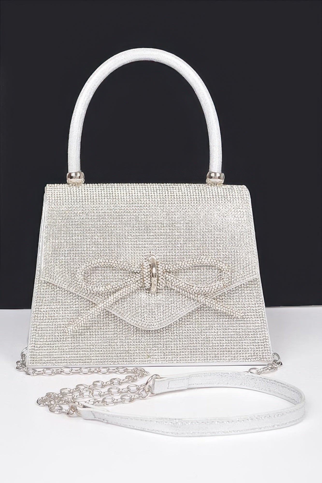 Rhinestone Ribbon Top Handle Bag | Mixtshop LLC