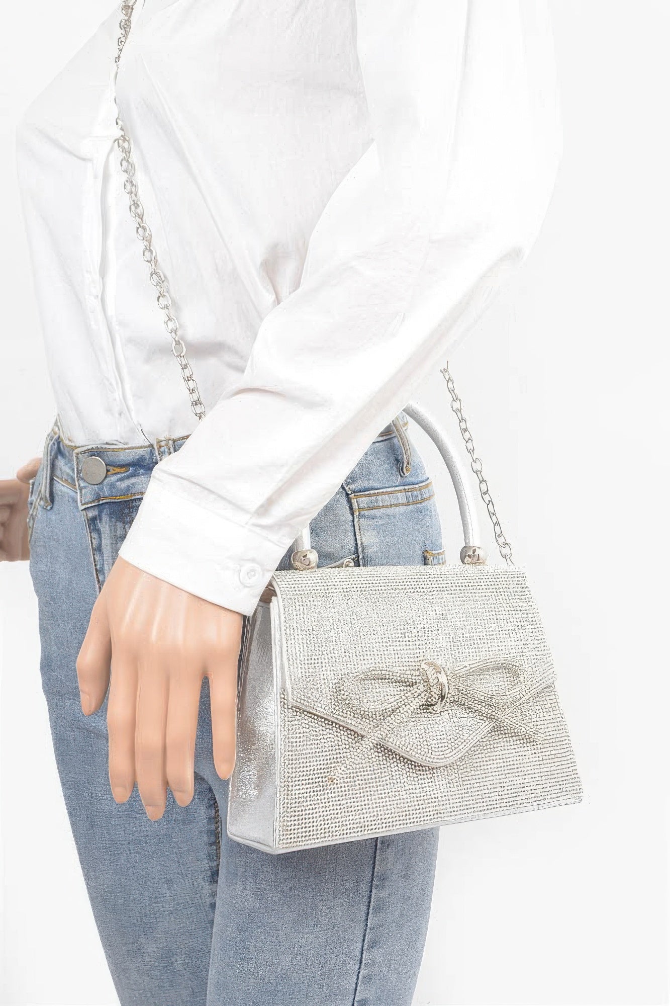 Rhinestone Ribbon Top Handle Bag | Mixtshop LLC