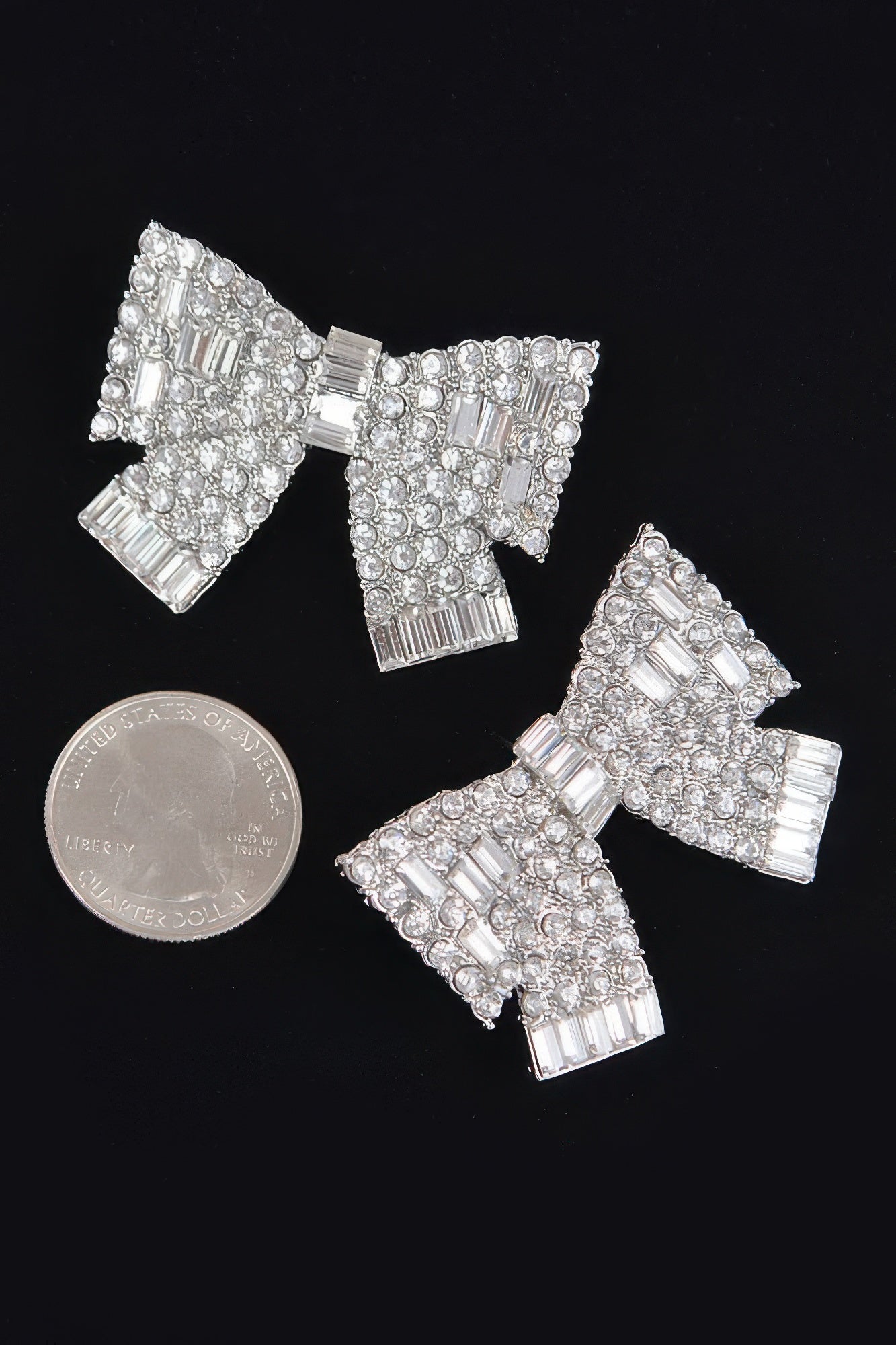 Ribbon Shape Rhinestone Earrings | Mixtshop LLC