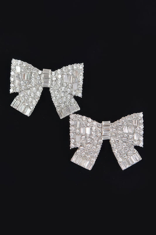 Ribbon Shape Rhinestone Earrings | Mixtshop LLC