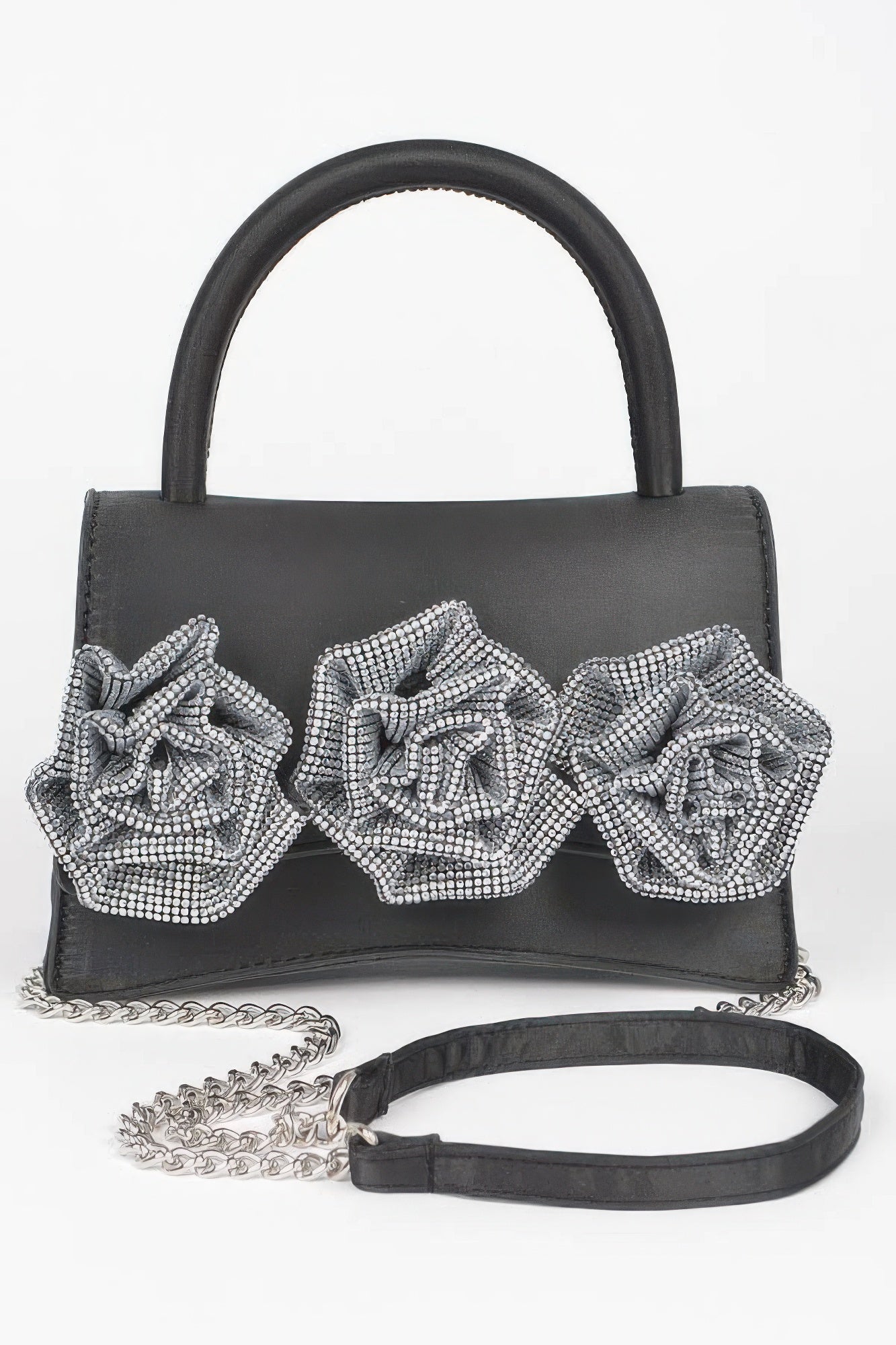 Faux Leather Rhinestone Hot Fix Flower Bag | Mixtshop LLC