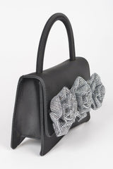Faux Leather Rhinestone Hot Fix Flower Bag | Mixtshop LLC