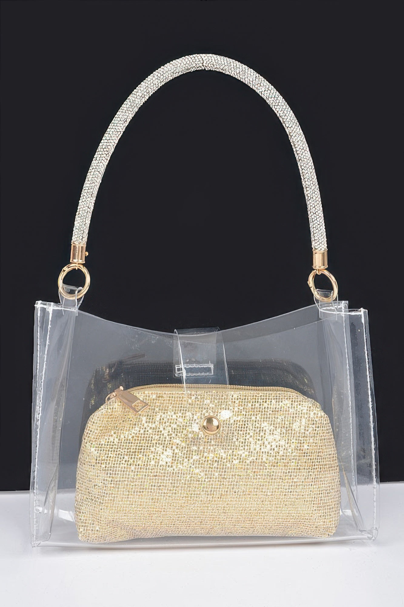 Clear Small Hobo Bag W/rhinestone Handle | Mixtshop LLC