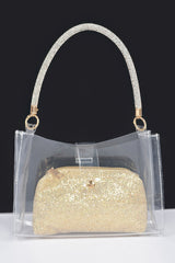 Clear Small Hobo Bag W/rhinestone Handle | Mixtshop LLC
