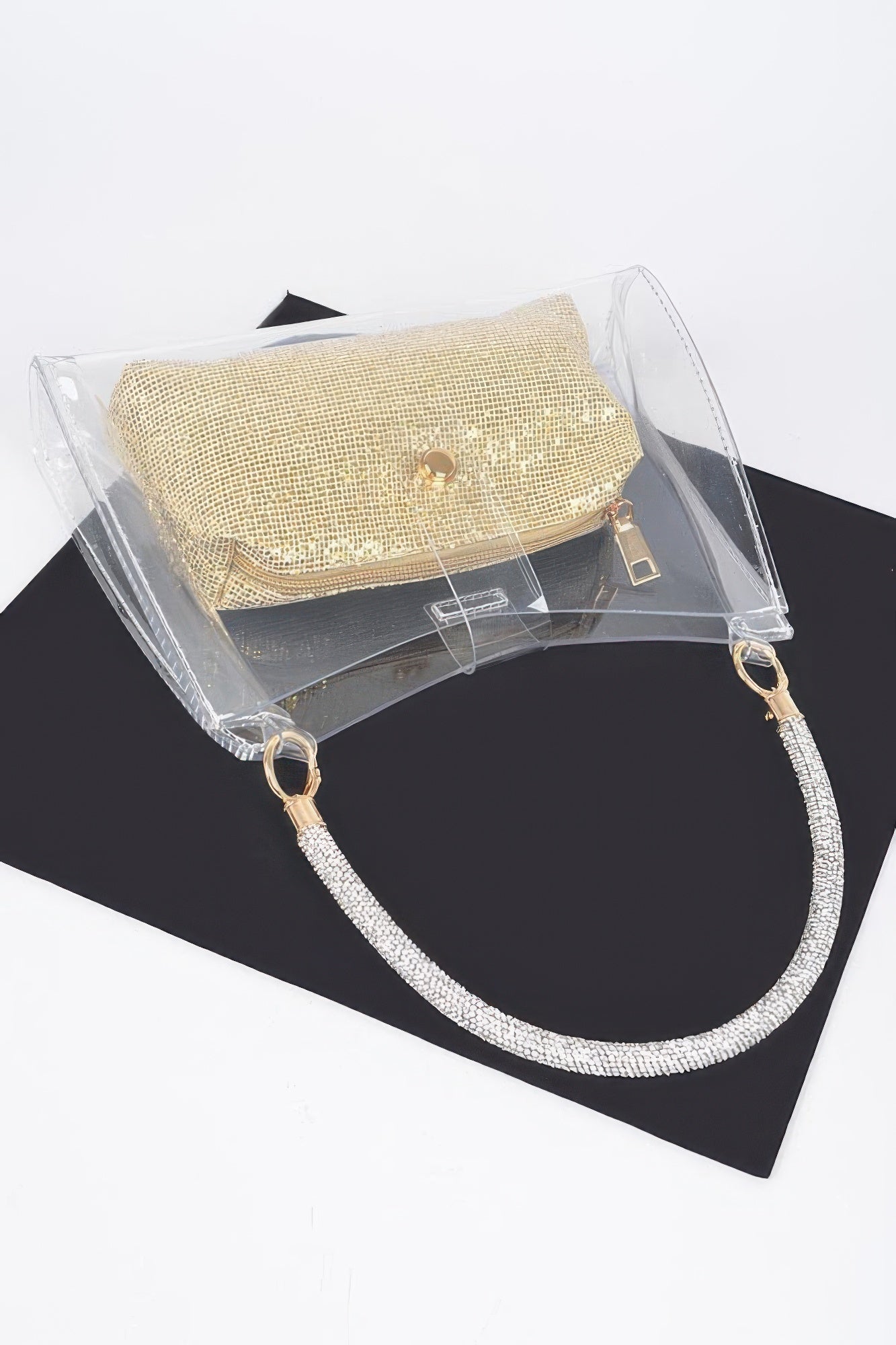 Clear Small Hobo Bag W/rhinestone Handle | Mixtshop LLC