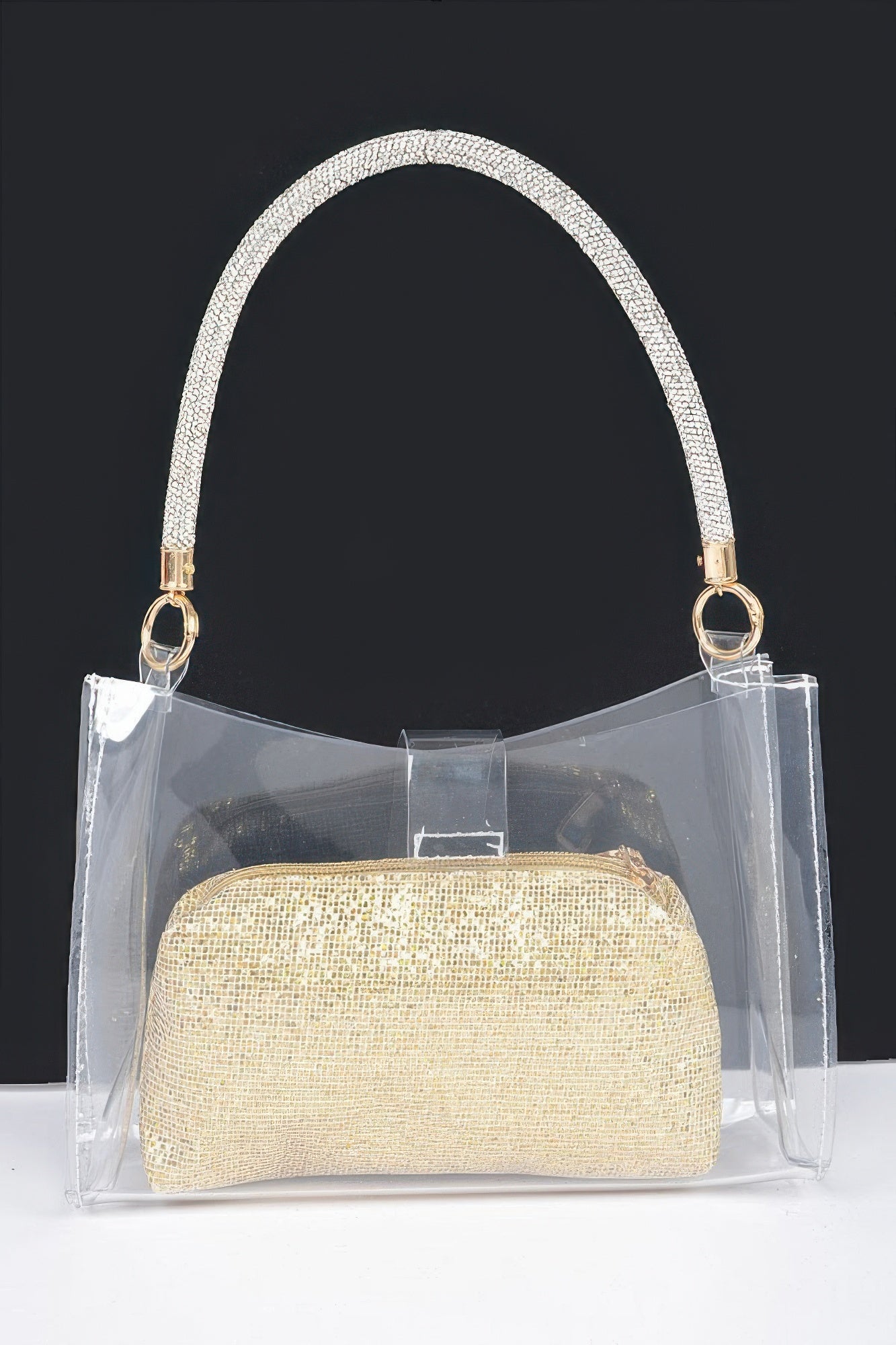 Clear Small Hobo Bag W/rhinestone Handle | Mixtshop LLC