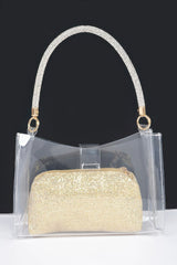 Clear Small Hobo Bag W/rhinestone Handle | Mixtshop LLC