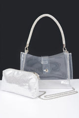 Clear Small Hobo Bag W/rhinestone Handle | Mixtshop LLC