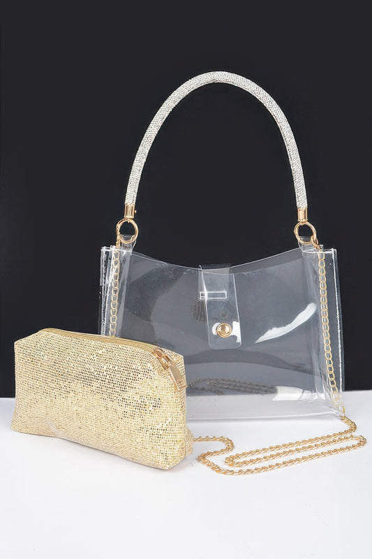 Clear Small Hobo Bag W/rhinestone Handle | Mixtshop LLC