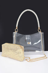Clear Small Hobo Bag W/rhinestone Handle | Mixtshop LLC