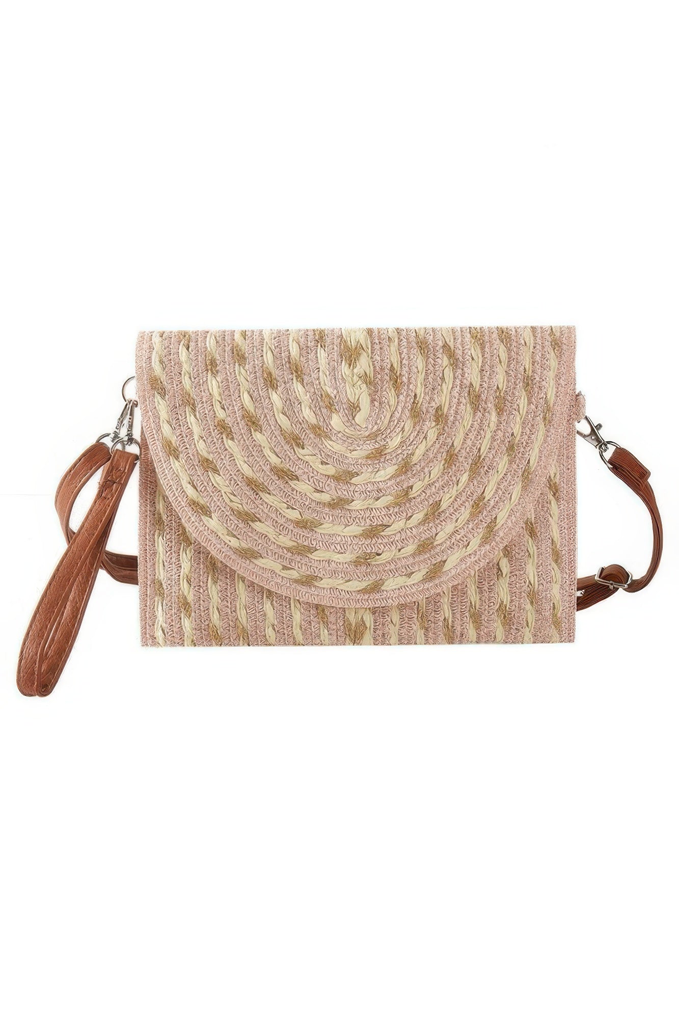 Gold Threads Mixed Color Straw Clutch Crossbodybag | Mixtshop LLC