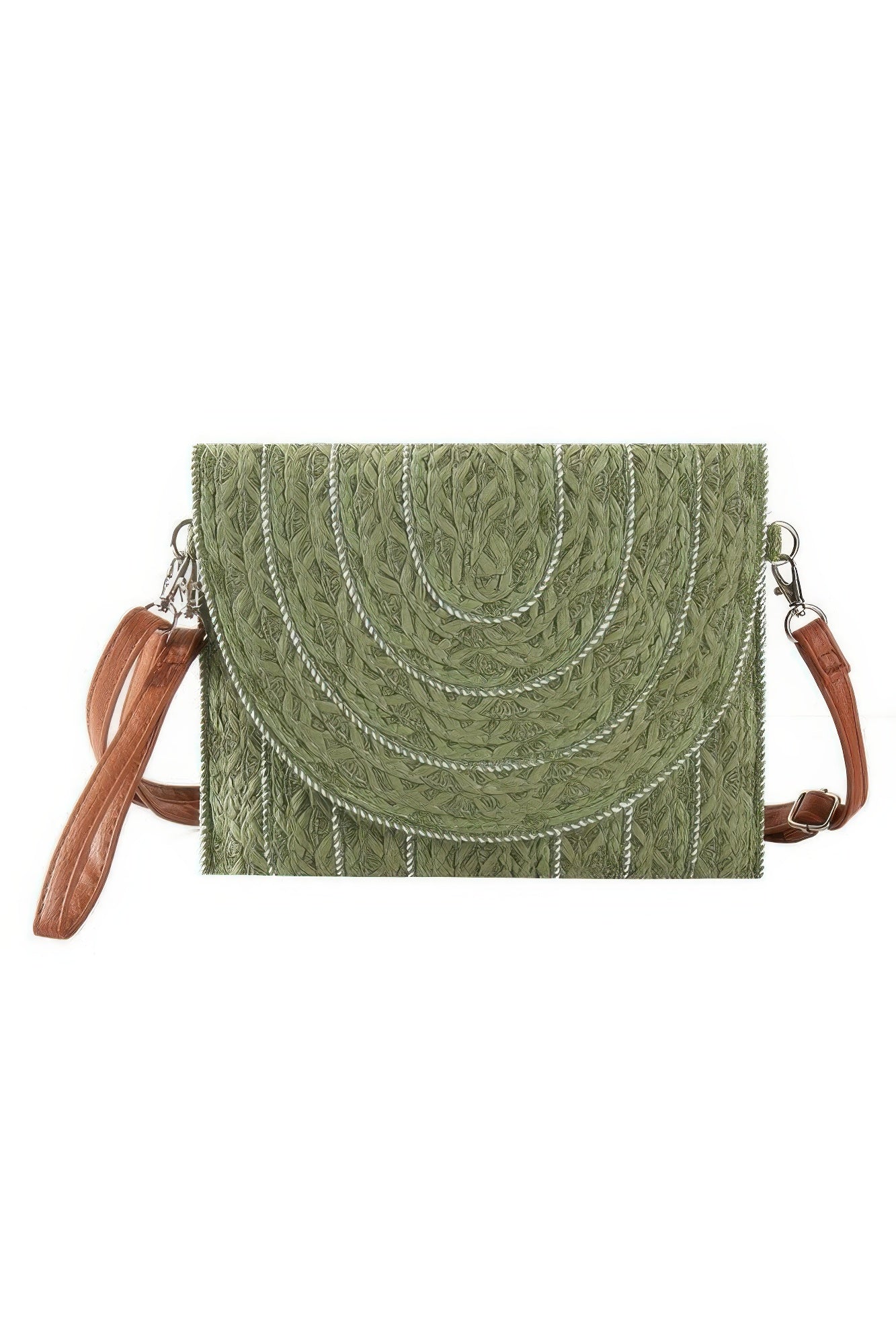 Stitch Detailed Straw Clutch & Crossbody Bag | Mixtshop LLC