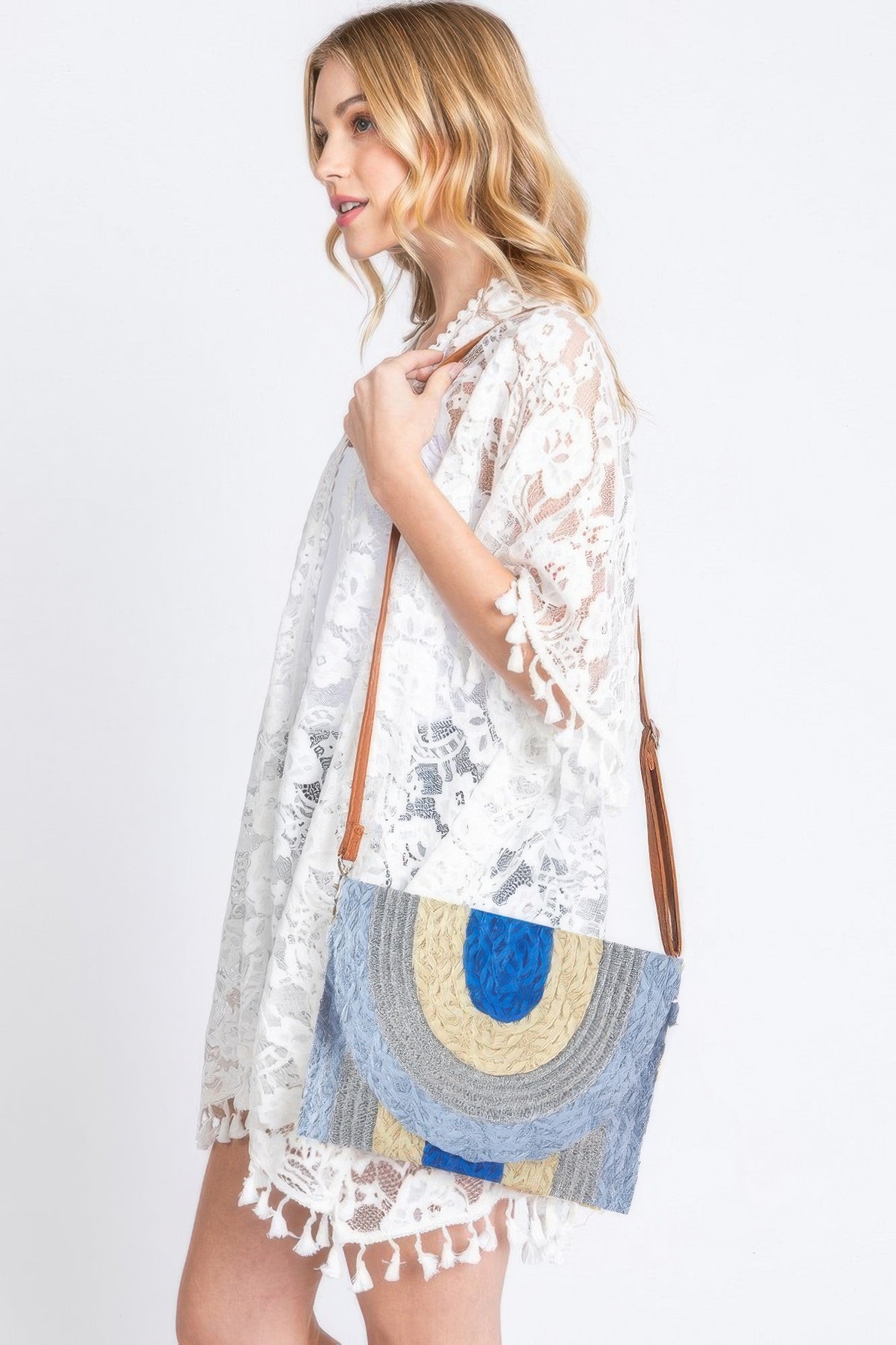 Metallic Lined Multicolor Straw Clutchcrossbodybag | Mixtshop LLC