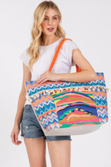 Boho Print Pom Pom Fringe Tote Bag | Mixtshop LLC