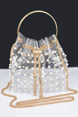 Clear Pearl Stud Bucket Bag W/chain Tassle | Mixtshop LLC