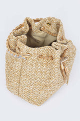 Faux Straw Bucket Bag W/stone Handle | Mixtshop LLC