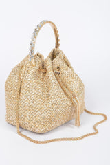 Faux Straw Bucket Bag W/stone Handle | Mixtshop LLC