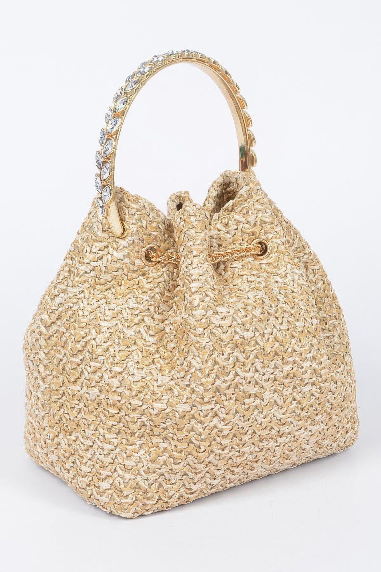 Faux Straw Bucket Bag W/stone Handle | Mixtshop LLC