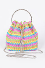 Faux Straw Bucket Bag W/stone Handle | Mixtshop LLC