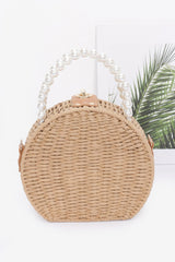 Faux Straw Handmade Clutch W/pearl Handle | Mixtshop LLC