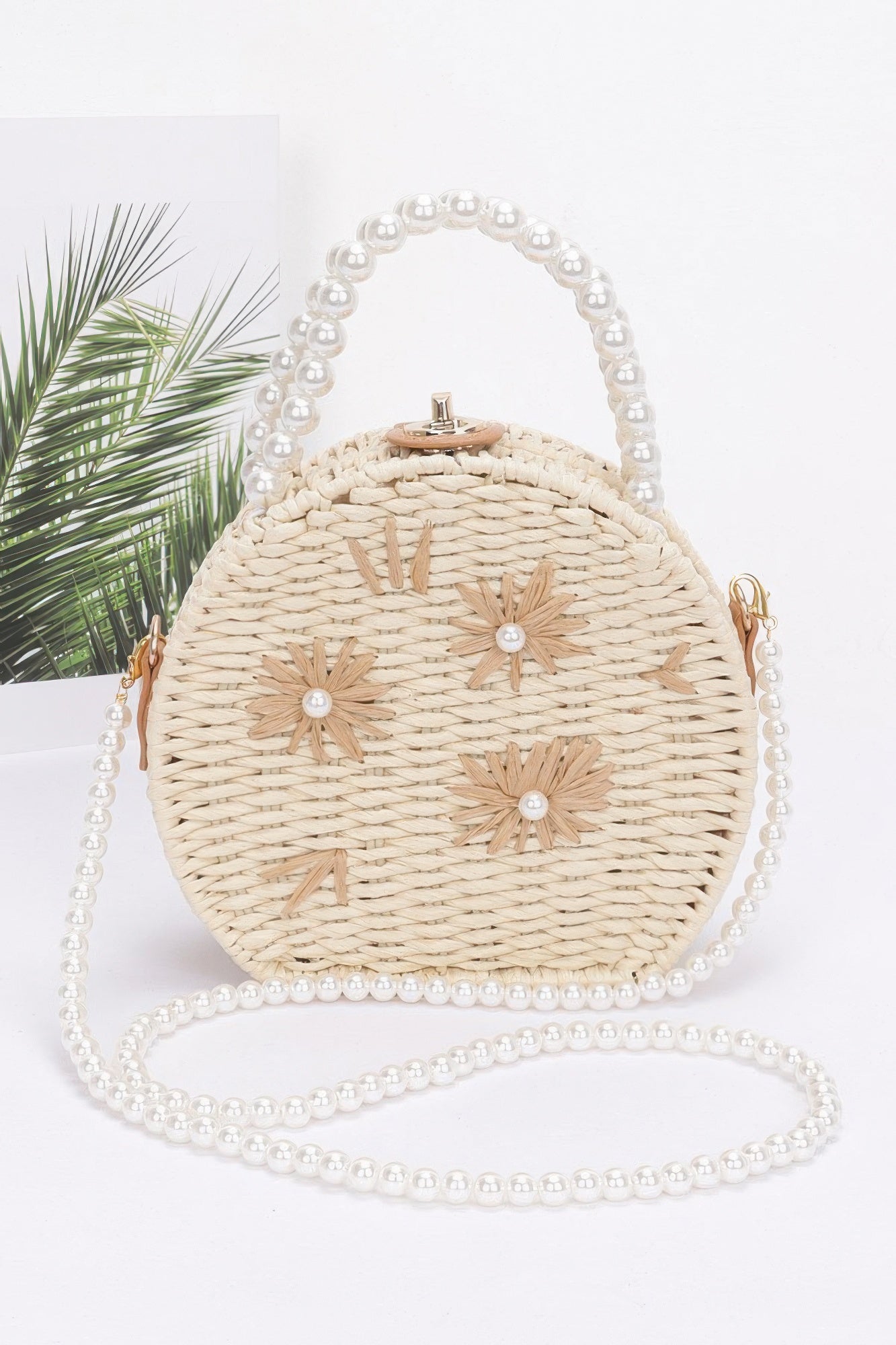 Faux Straw Handmade Clutch W/pearl Handle | Mixtshop LLC