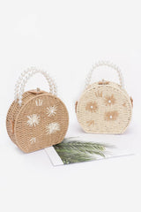Faux Straw Handmade Clutch W/pearl Handle | Mixtshop LLC