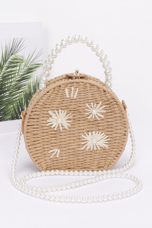 Faux Straw Handmade Clutch W/pearl Handle | Mixtshop LLC