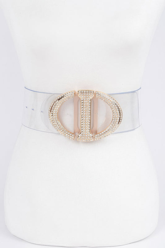 Rhinestone Metal Buckle Plus Size Transparent Belt | Mixtshop LLC
