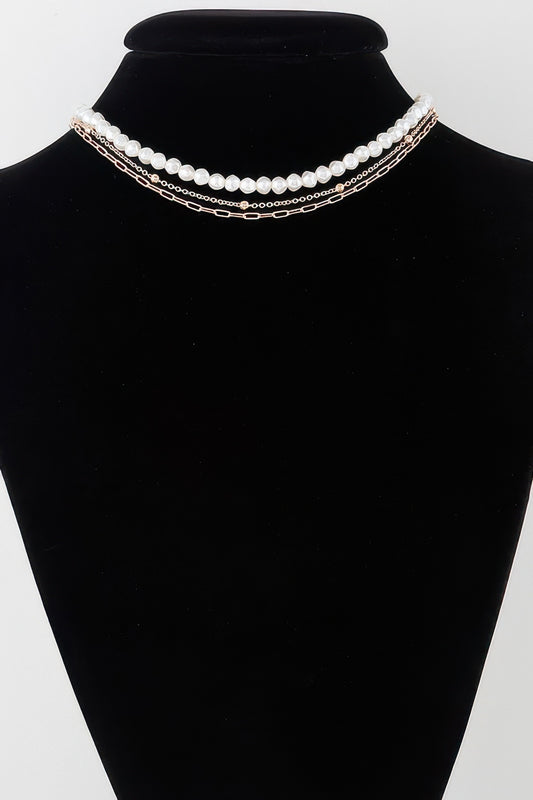 Triple Pearl Chain Necklace | Mixtshop LLC