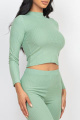 Ribbed Mock Neck Long Sleeve Top & Leggings Set | Mixtshop LLC