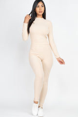 Ribbed Mock Neck Long Sleeve Top & Leggings Set | Mixtshop LLC