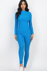 Ribbed Mock Neck Long Sleeve Top & Leggings Set | Mixtshop LLC