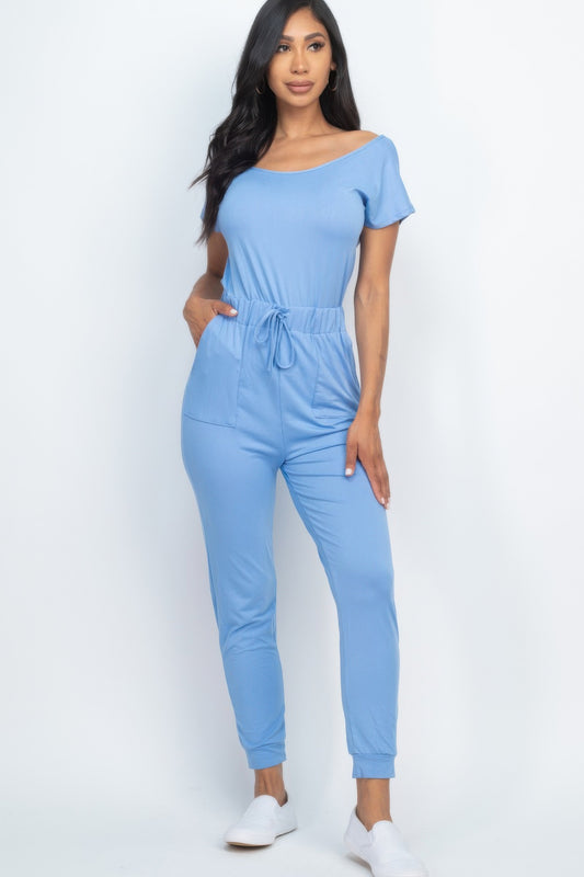 Two-way Shoulder Drawstring Jumpsuit | Mixtshop LLC
