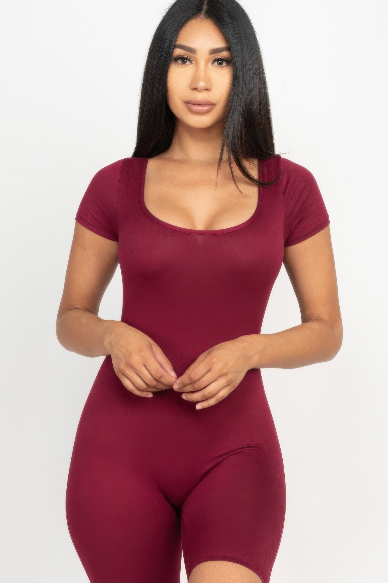 Short Sleeve Scoop Neck Bodycon Romper | Mixtshop LLC