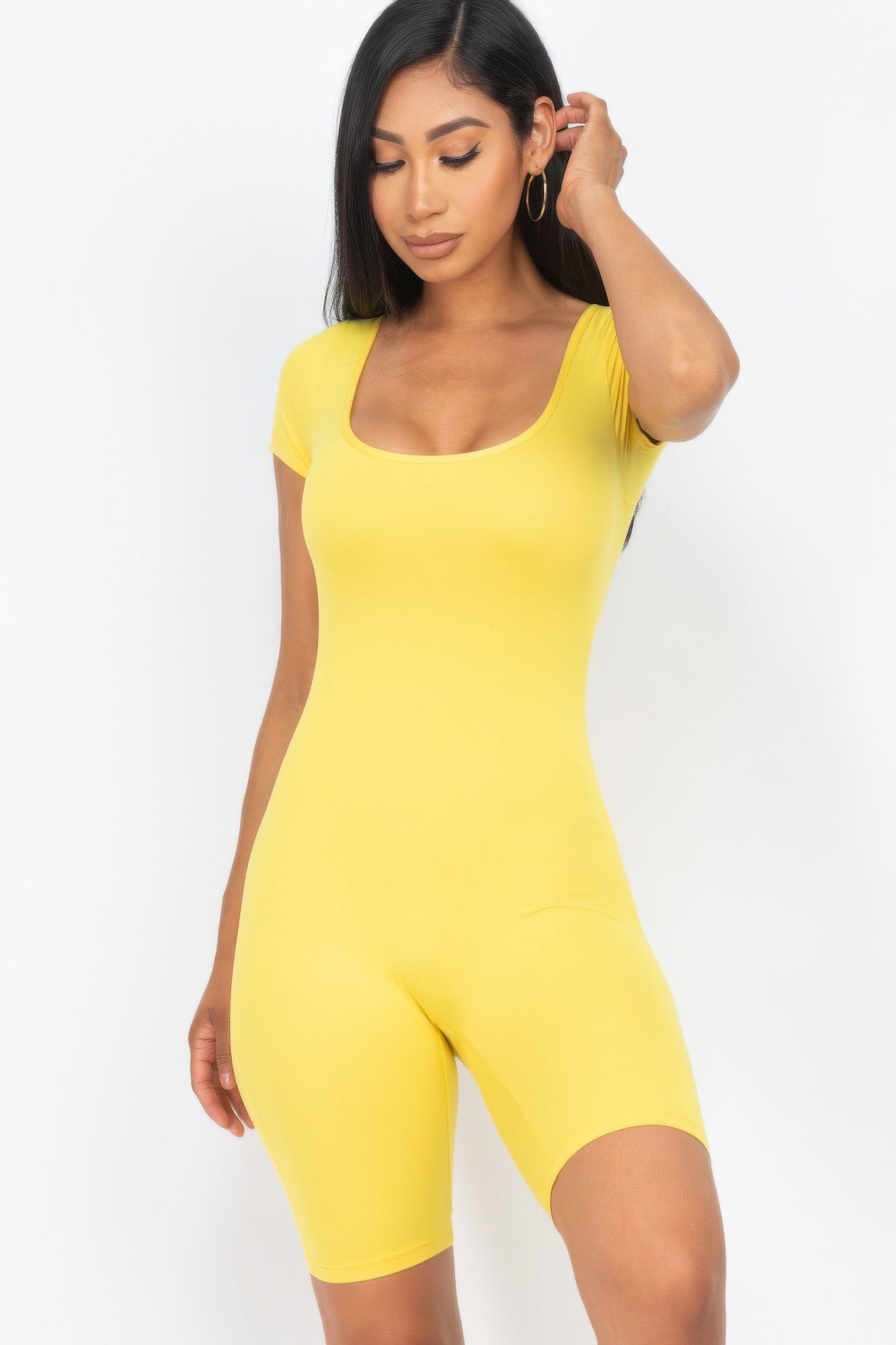 Short Sleeve Scoop Neck Bodycon Romper | Mixtshop LLC