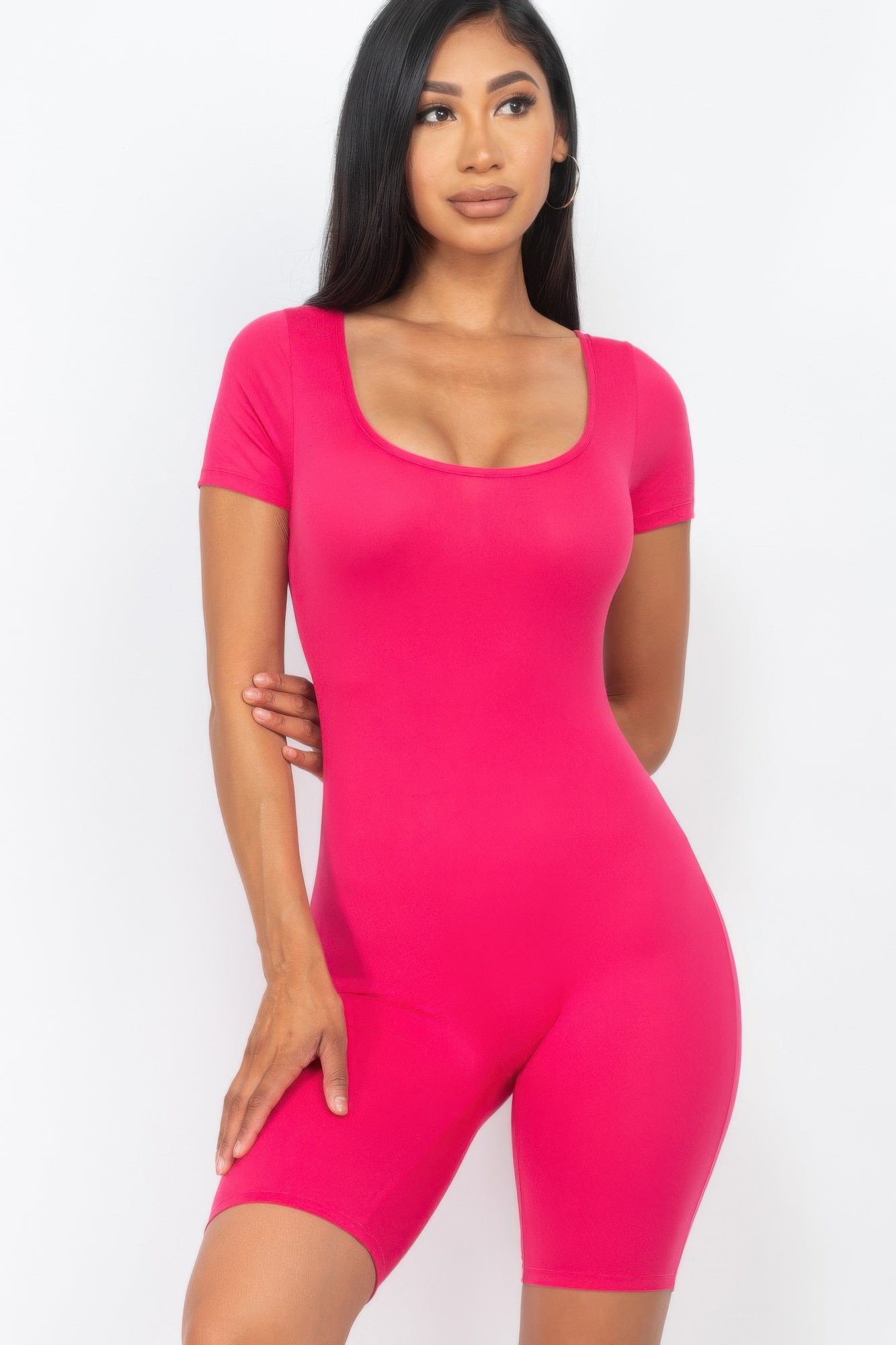 Short Sleeve Scoop Neck Bodycon Romper | Mixtshop LLC