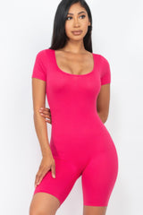 Short Sleeve Scoop Neck Bodycon Romper | Mixtshop LLC