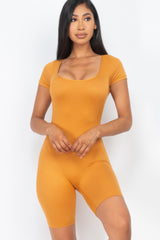 Short Sleeve Scoop Neck Bodycon Romper | Mixtshop LLC