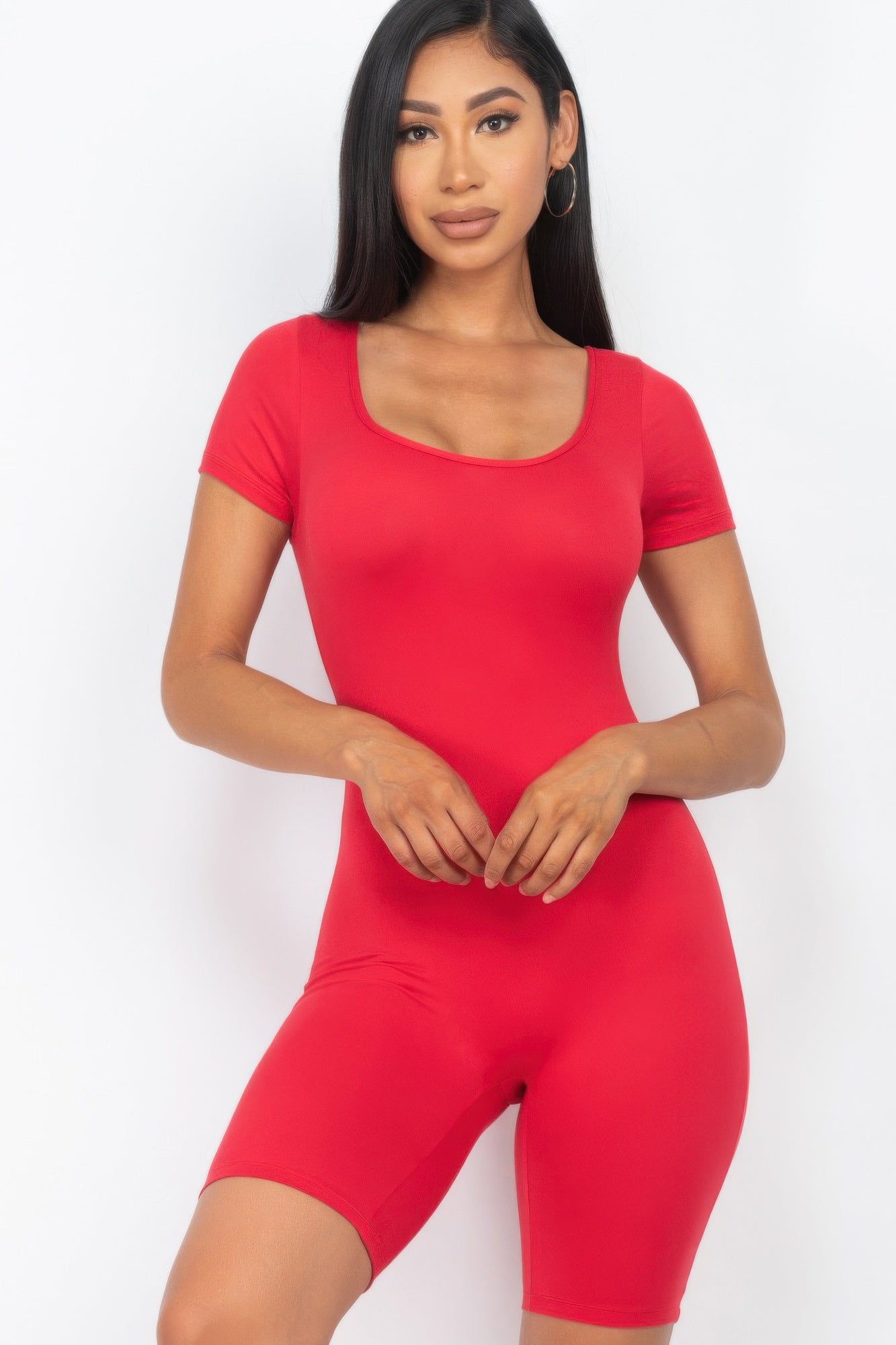 Short Sleeve Scoop Neck Bodycon Romper | Mixtshop LLC