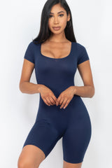 Short Sleeve Scoop Neck Bodycon Romper | Mixtshop LLC