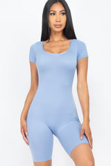 Short Sleeve Scoop Neck Bodycon Romper | Mixtshop LLC