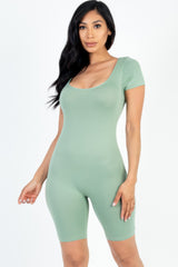 Short Sleeve Scoop Neck Bodycon Romper | Mixtshop LLC
