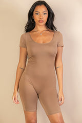 Short Sleeve Scoop Neck Bodycon Romper | Mixtshop LLC