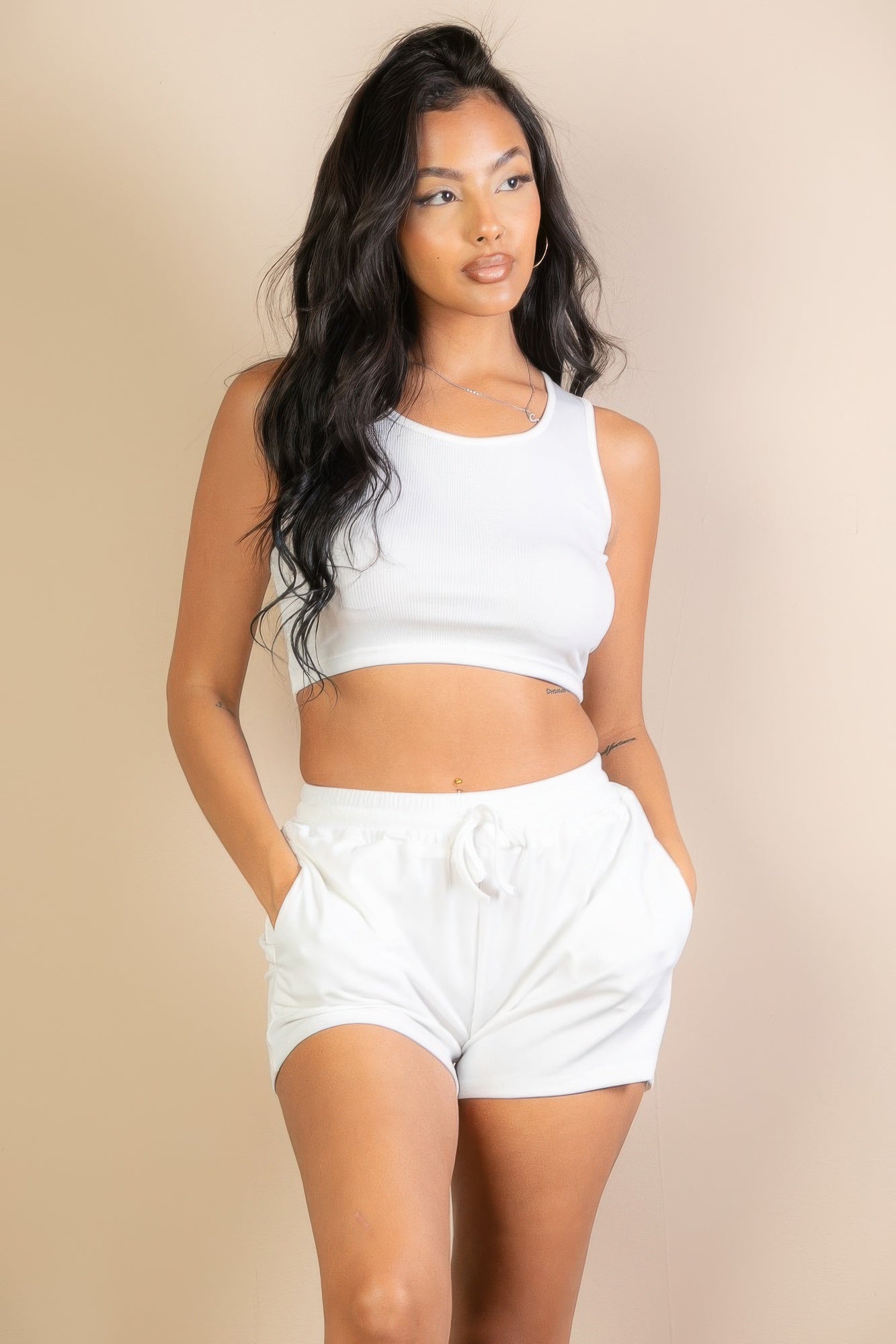 Ribbed Crop Tank Top & Shorts Set | Mixtshop LLC