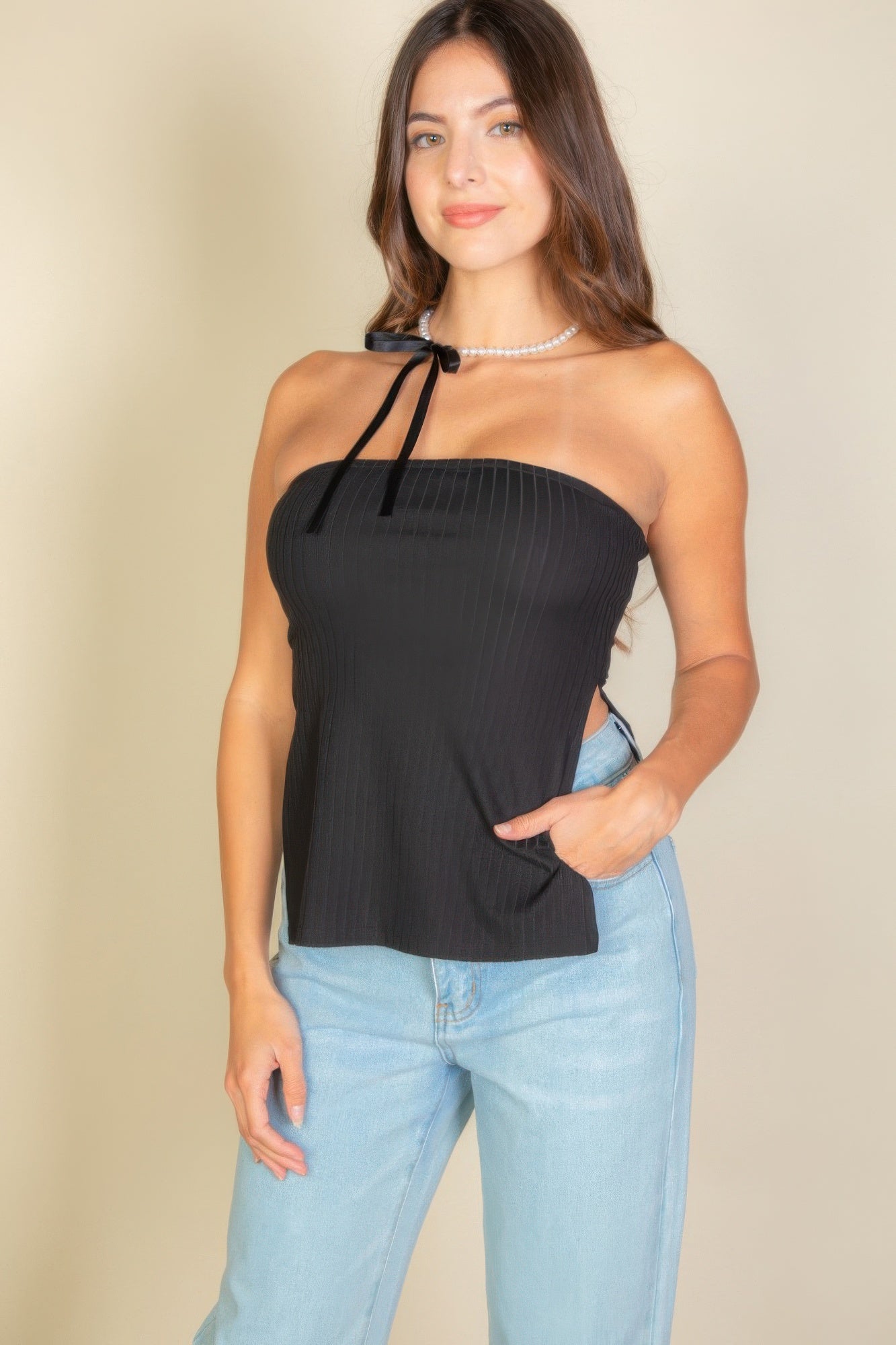 Side Slit Bandeau Tube Top | Mixtshop LLC