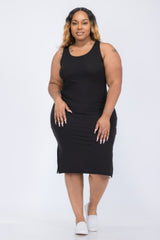 Plus Size Ribbed Side Slit Tank Midi Dress | Mixtshop LLC