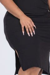 Plus Size Ribbed Side Slit Tank Midi Dress | Mixtshop LLC